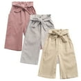 thumbnail image 1 of Fall Corduroy Wide Leg Pants for Girls Yellow Spring And Autumn Brown Big Pockets Solid Bowknot Trousers Leggings Daily Wear, 1 of 4