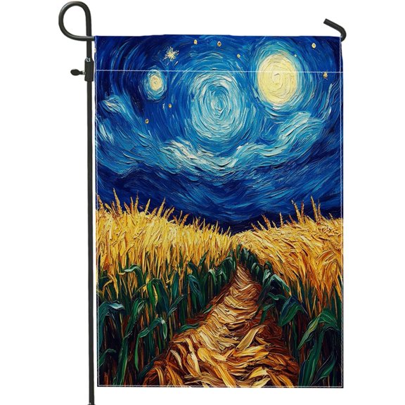 Fall Corn Field Harvest Garden Flags 12x18 Double Sided for Outside Decoration, Oil Painting Autumn Farm Crops FrontYard Canvas Flag, Country Outdoor Small Backyard Lawn Flag