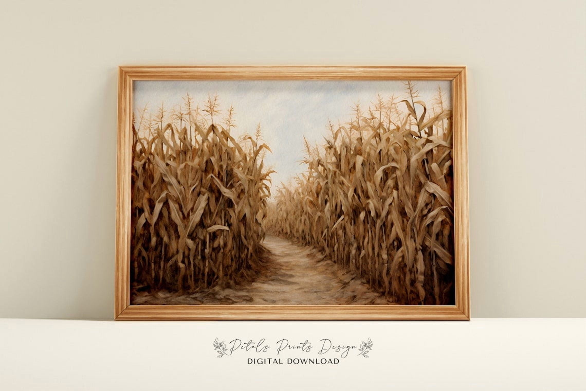 Fall Drawing Corn Fall Corn Field Wall Art Print, Vintage Autumn Decor - Walmart.com