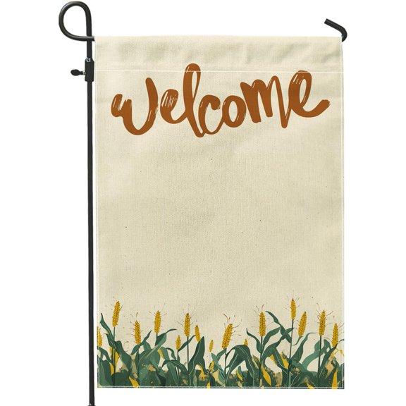 Fall Corn Harvest Garden Flags 12x18 Double Sided for Outside Decoration, Autumn Fun Field Crops FrontYard Canvas Flag, Country Farm Outdoor Small Backyard Lawn Flag