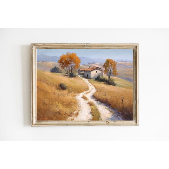 Fall Cottage Landscape Rustic Country Fall Farmhouse Decor Neutral French E1214, Unframed Paper Print