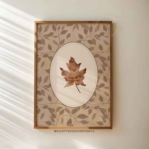 Fall Cottagecore Cozy Maple Leaf Wall Art, Unframed Paper Print Size 8x12