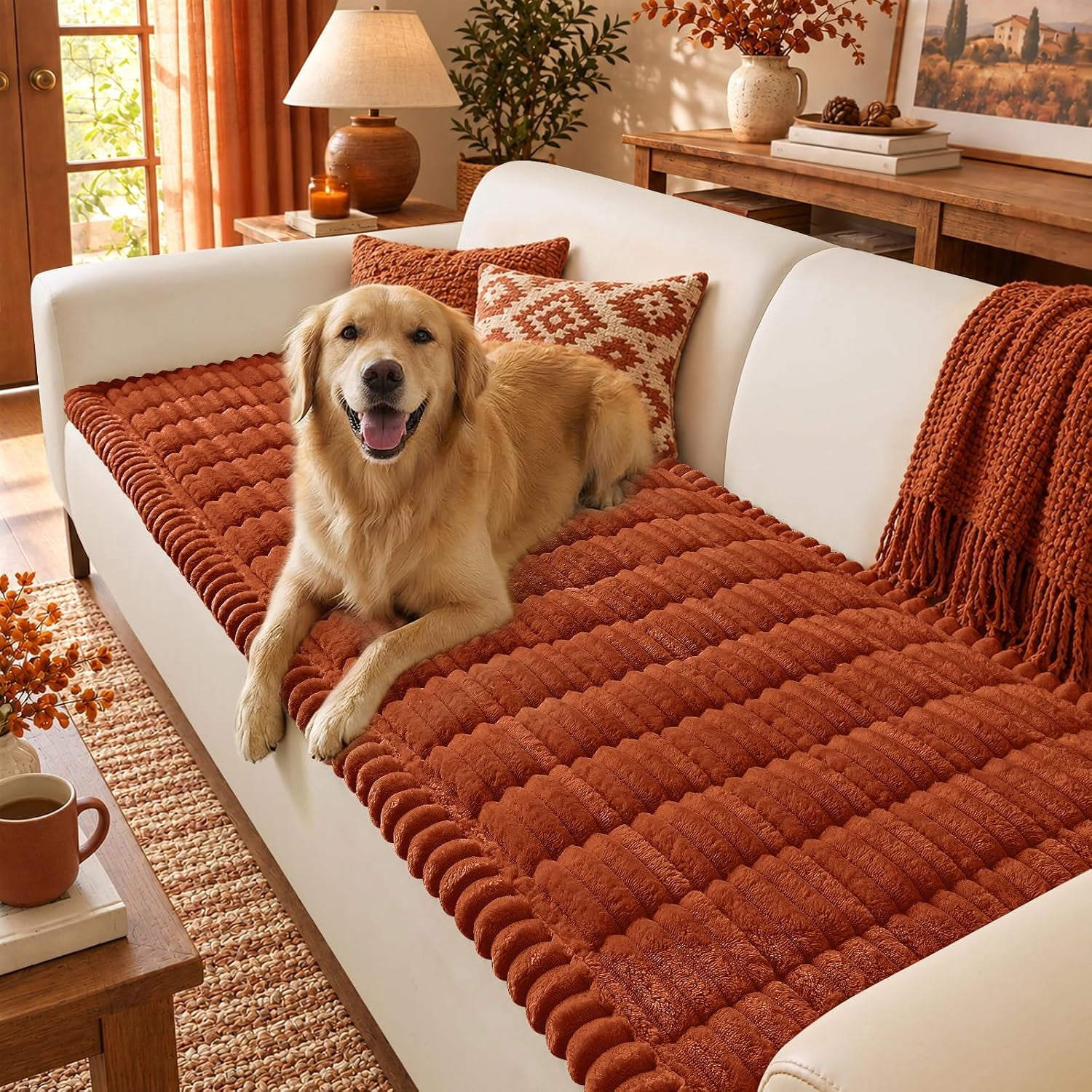 Fall Couch Cover for Dogs, Non Slip Fuzzy Pet Sofa Protector, Machine ...