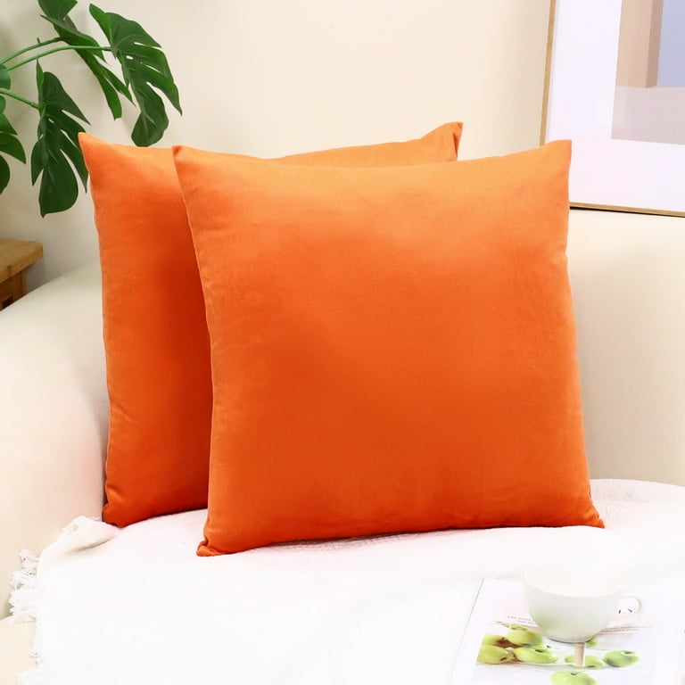 Fall Couch Pillow Cases 22x22 Burnt Orange 2 Pack Cozy Soft Velvet Square Throw Pillow Covers for Farmhouse Home Decor Walmart