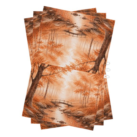 Fall Country Kitchen Towels Dish Towel Pack of 3 Cascade Landscape River Trail Orange Maple Trees Rustic Soft Dish Cloth Set Absorbent Dishcloth for Drying Dishes, Hand Towels 18 x 28 Inches