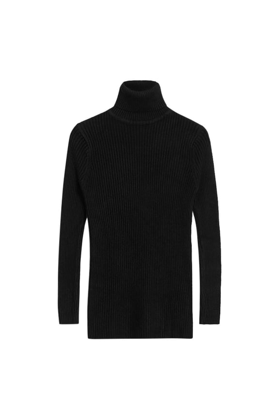 Fall Crewnecks for Women Turtleneck Ribbed Sweaters for Women Cute Knitted Warm Slim Fitted Sweater Pullover Sweater Pullover Tops S-22 Black L