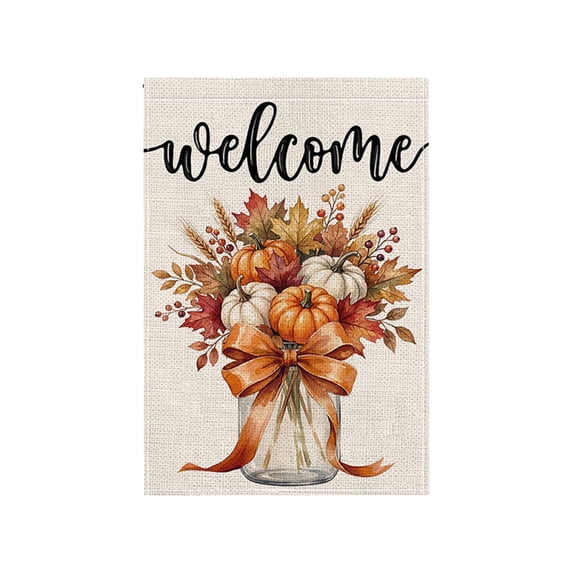 Fall Cross Pumpkin Garden Flag for Outside 12x18 Inch | Weather Resistant, Double-Sided Small Yard Flag, Features Pumpkins Religious Cross for Outdoor Seasonal Fall Decor (B)