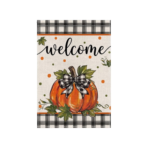 Fall Cross Pumpkin Garden Flag for Outside 12x18 Inch | Weather Resistant, Double-Sided Small Yard Flag, Features Pumpkins Religious Cross for Outdoor Seasonal Fall Decor (D)