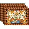 thumbnail image 1 of Fall Cross Pumpkin Maple Leaves Plaid Placemats Set of 4 Table Mats for Party Home Kitchen Dining Thanksgiving Table Decorations 12x18 Inch, 1 of 5
