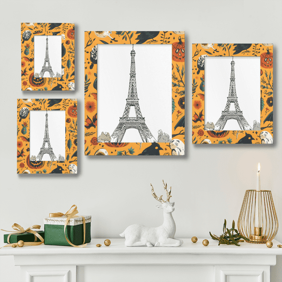 Fall Crow Pumpkin 8x10in Halloween Wooden Picture Frame Eco Wood & Acrylic Photo Frame for Kids Room, Wall & Tabletop Decor, 5mm Thick