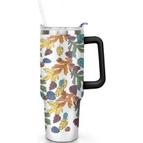 Fall Cup 40 Oz Tumbler with Handle and Straw Lid, Autumn Leaf Tumbler Insulated Autumn Mugs Keeps Drinks Cold & Hot, Stainless Steel Fall Coffee Mug Fall Themed Thanksgiving Gifts For Women