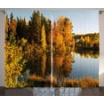thumbnail image 1 of Ambesonne Fall Curtains 2 Panel Set, Lake Woodland at Sunset, 108" x 96", Multicolor, 1 of 3