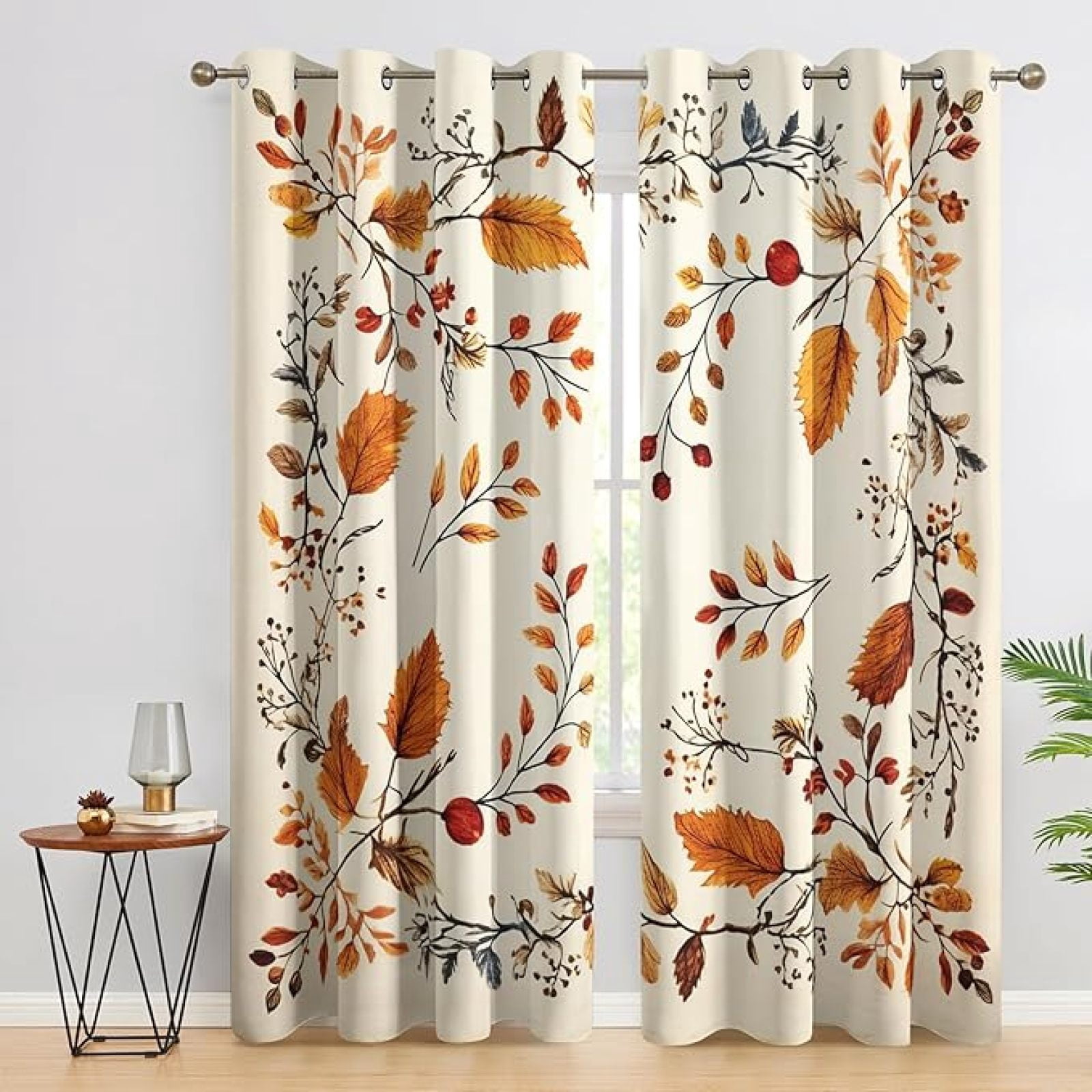 Fall Curtains For Bedroom, Autumn Leaves Drapes Set, Yellow Leaf ...