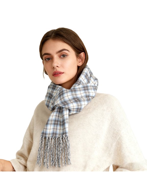 Fall Cute Scarf for Women BWASD Ladies Winter Casual Plaid Scarf with Tassel Neck Warmer Soft Warm Cold Proof Fashion Accessories for Daily Office Workout