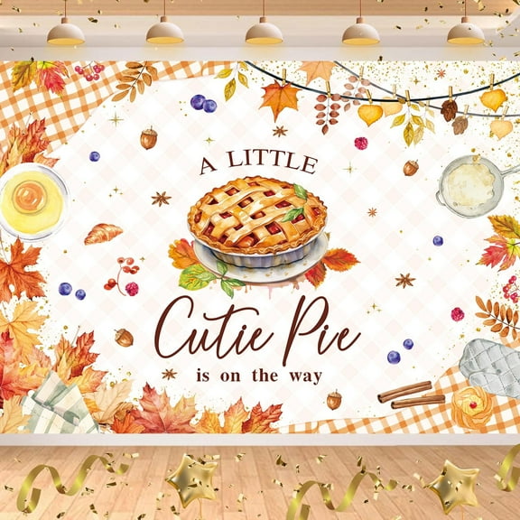 Fall Cutie Pie Baby Shower Backdrop A Little Cutie Pie is On The Way Photography Background Maple Leaves Baking Pie Themed Baby Shower Party Decorations Banner Supplies Photo Booth Props