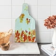 thumbnail image 1 of Fall Cutting Board, Autumn Themed Pattern Chestnut Oak Maple Leaves and Berries Corner Design Elements, Tempered Glass Cutting and Serving Board, Wine Bottle Shape, Multicolor, by Ambesonne, 1 of 5