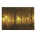 thumbnail image 1 of Fall Cutting Board, Foggy Evening in the Park Autumn Season Nature Outdoors Misty Peaceful View, Decorative Tempered Glass Cutting and Serving Board, Large Size, Marigold Caramel, by Ambesonne, 1 of 1