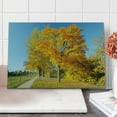 thumbnail image 1 of Fall Cutting Board, Maple Trees in the Rural Countryside Natural Landscape Tranquil View, Decorative Tempered Glass Cutting and Serving Board, Large Size, Pale Blue Yellow Green, by Ambesonne, 1 of 5