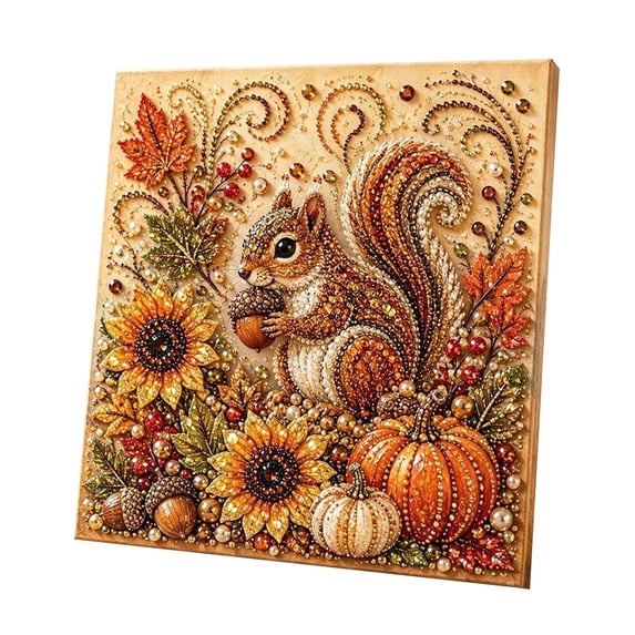 Fall DIY Craft Kit Squirrel Painting Kit – 7.87" Wooden Canvas Art Set for Adult Hobbyists & Creative Projects