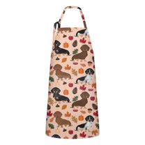 Fall Dachshund and Pumpkin Apron-Garden Aprons for Women with Pockets-Cotton Linen Waterproof Kitchen Cooking Gardening Aprons Adjustable for Kitchen,Cooking,BBQ and Salon 33x27 Inch