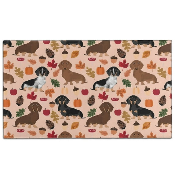 Fall Dachshund and Pumpkin Door Rugs,Washable Non Slip Door Mats Indoor,Decorative Door Mats,Entry Mat Indoor for Entrance,Bedroom,Kitchen,Bathroom,17"x30"