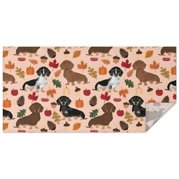 Fall Dachshund and Pumpkin Rectangle Tablecloth 60"x120",Waterproof Polyester Rectangle Table Cloth, Wipeable Spillproof Polyester Tablecloth for Dining, Camping, Indoor and Outdoor
