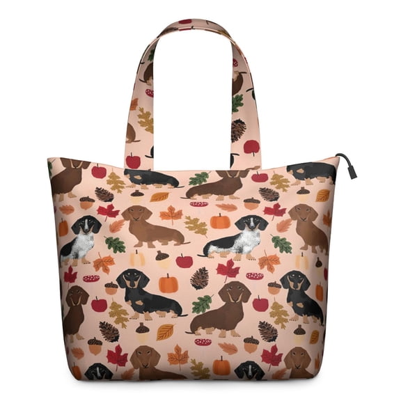Fall Dachshund and Pumpkin Travel Tote Bags for Women Carry On,Large Weekender Bags for Women Travel,Multi Functional Duffle Bag for Work,Shopping,Sports