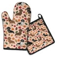 thumbnail image 1 of Fall Dachshund and Pumpkin Kitchen Oven Mitt and Pot Holder Sets 2 Pcs for Baking, Cooking and Grilling, Heat Resistant Up To 392 °F, 1 of 7