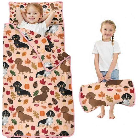 Fall Dachshund and Pumpkin Toddler Nap Mats for Kids Preschool,Sleeping Mat Bag or Kids,Toddler Sleeping Bag,Toddler Nap Mat or Daycare
