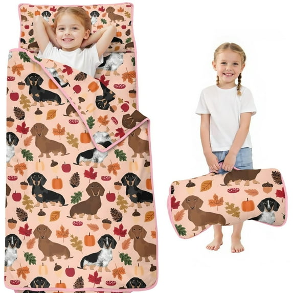 Fall Dachshund and Pumpkin Toddler Nap Mats for Kids Preschool,Sleeping Mat Bag or Kids,Toddler Sleeping Bag,Toddler Nap Mat or Daycare