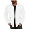 thumbnail image 1 of Fall Stylish Olyvenn Men's Long Sleeve Solid Color Stand Collar Zipper Pockets Slim Fit Knitted Jackets Coats Outerwear White 8, 1 of 6