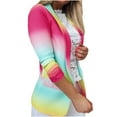 thumbnail image 1 of Fall Stylish Olyvenn Women's Rainbow Blazer Long Sleeve Work Office Gradient Color Suit Jacket Outwear Rainbow Blazer Suit Jacket for Women Trendy Sky Blue 8, 1 of 6
