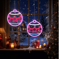 Fall Danhjin Christmas Window Lights, Christmas Neon Sign USB Powered LED Neon Lights for Indoor Wall Decor, Home Holiday Festival Shopping Mall Window Display, 8.27*7.48in