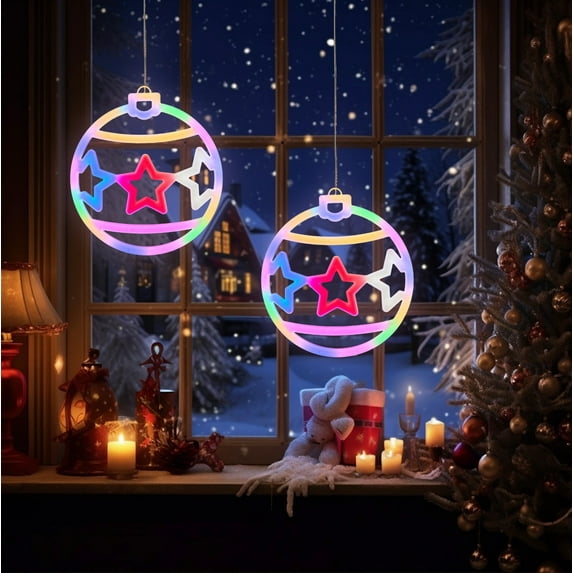 Fall Danhjin Christmas Window Lights, Christmas Neon Sign USB Powered LED Neon Lights for Indoor Wall Decor, Home Holiday Festival Shopping Mall Window Display, 8.27*7.48in