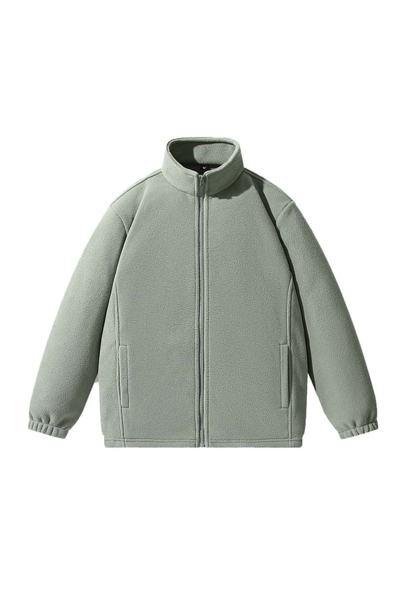 Fleece Jacket Men Full Zip Performance Jackets Stand Collar Sweatshirt Outwear Thermal Clothes with Pockets
