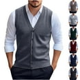 thumbnail image 1 of Kctiaxy Black Mens Cardigan Vest Fashion Sleeveless Wool Blend Knit Sweater Causal V-Neck Button Colorblock Sweater Vest, 1 of 3