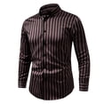 thumbnail image 1 of Men Korean Fashion Shirts Striped Casual Long Sleeve Button Down Regular Fit Striped Shirt, 1 of 3
