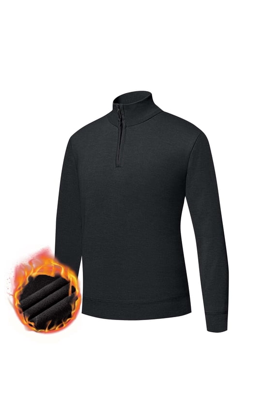 Men's Dry-Fit Active Quarter Zip Long Sleeve Athletic Performance Pullover Fashion Stand Collar Elasticity Base Layer