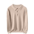 thumbnail image 1 of Men's Fashion Knit Polo Sweaters, Lightweight Casual Long Sleeve Knitwear Quarter Button Collar Lapel Sweater Tops, 1 of 5