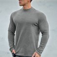 thumbnail image 1 of Men's Quick Dry Long Sleeve Shirts Slim Semi High Neck Base Sports Shirt Moisture Wicking T-Shirt for Casual Workout, 1 of 5