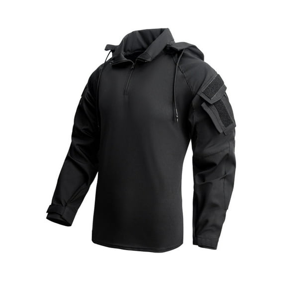 Men's Tactical Shirt 2025 Fall 1/4 Zip Stand Collar Long Sleeve Outdoor Hiking Military Shirt with Pockets & Elbow
