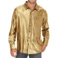 thumbnail image 1 of Men's Vintage Sequin Glitter Shirts Long Sleeve Turn-Down Collar Button-Up Shirt Solid Party Dress Shirts, 1 of 5