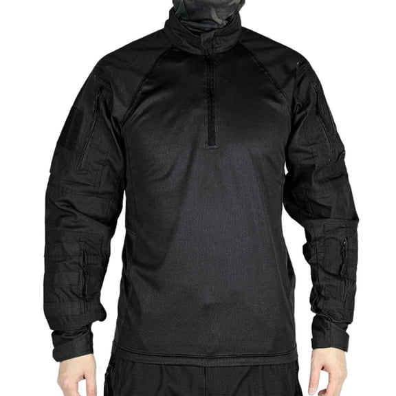 Mens Camo Tactical Combat Shirt Lightweight Military Sweatshirts Quarter Zip Outdoor Tactical Muscle Training Shirt