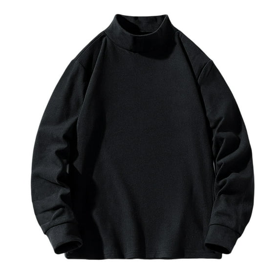 Oversized Sweatshirt for Men Casual Solid Color Turtleneck Long Sleeved Pullover Plush Warm Sweatshirt Comfy
