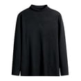 thumbnail image 1 of Plus Size High Neck Shirt for Men Fall Solid Color Long Sleeve Blouse Casual Loose Fit Basic T Shirt, 1 of 2