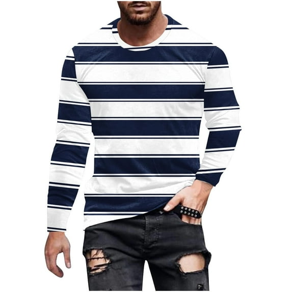 Striped Shirt Men Long Sleeve Anxiety Costume Sweatshirts Loose Pullover Fall Fashion Graphic Tees