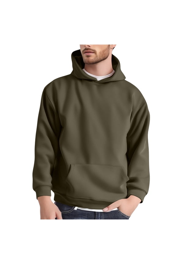 Suede Hoodie Men Casual Athletic Hooded Sweatshirts Early Fall Fashion Pullover Tops Classic Plain Jumper with Pocket
