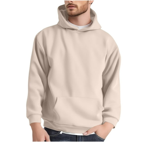 Suede Hoodie Men Casual Athletic Hooded Sweatshirts Early Fall Fashion Pullover Tops Classic Plain Jumper with Pocket
