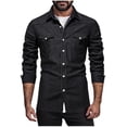 thumbnail image 1 of Under $10 Denim Shirts for Men Long Sleeve Button Down T-Shirts with Two Pockets Classic Fit Work Tops Vintage Western Clothes, 1 of 5