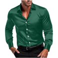 thumbnail image 1 of Under $10 Mens Fashion Satin Button Down Shirts Party Prom Blouses Lapel Long Sleeve Lightweight Thin Dress Shirt, 1 of 9